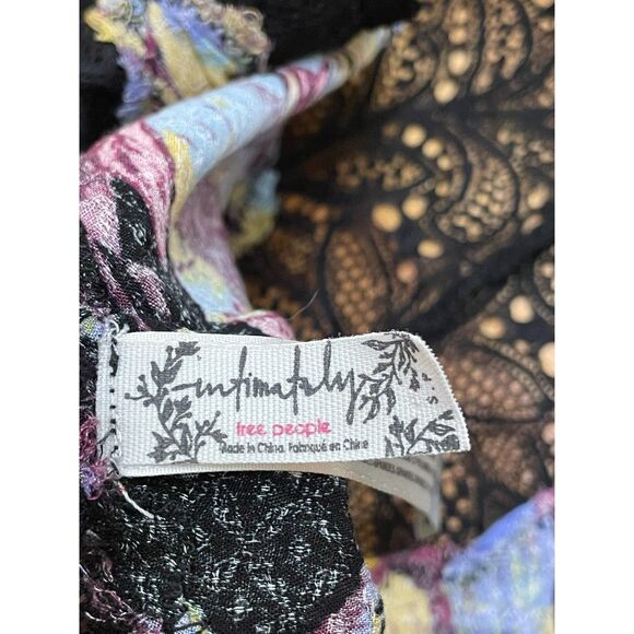 Free People Marsha Women's Dress Slip Lace Handkerchief Hem Boho S Black Floral - Picture 3 of 7